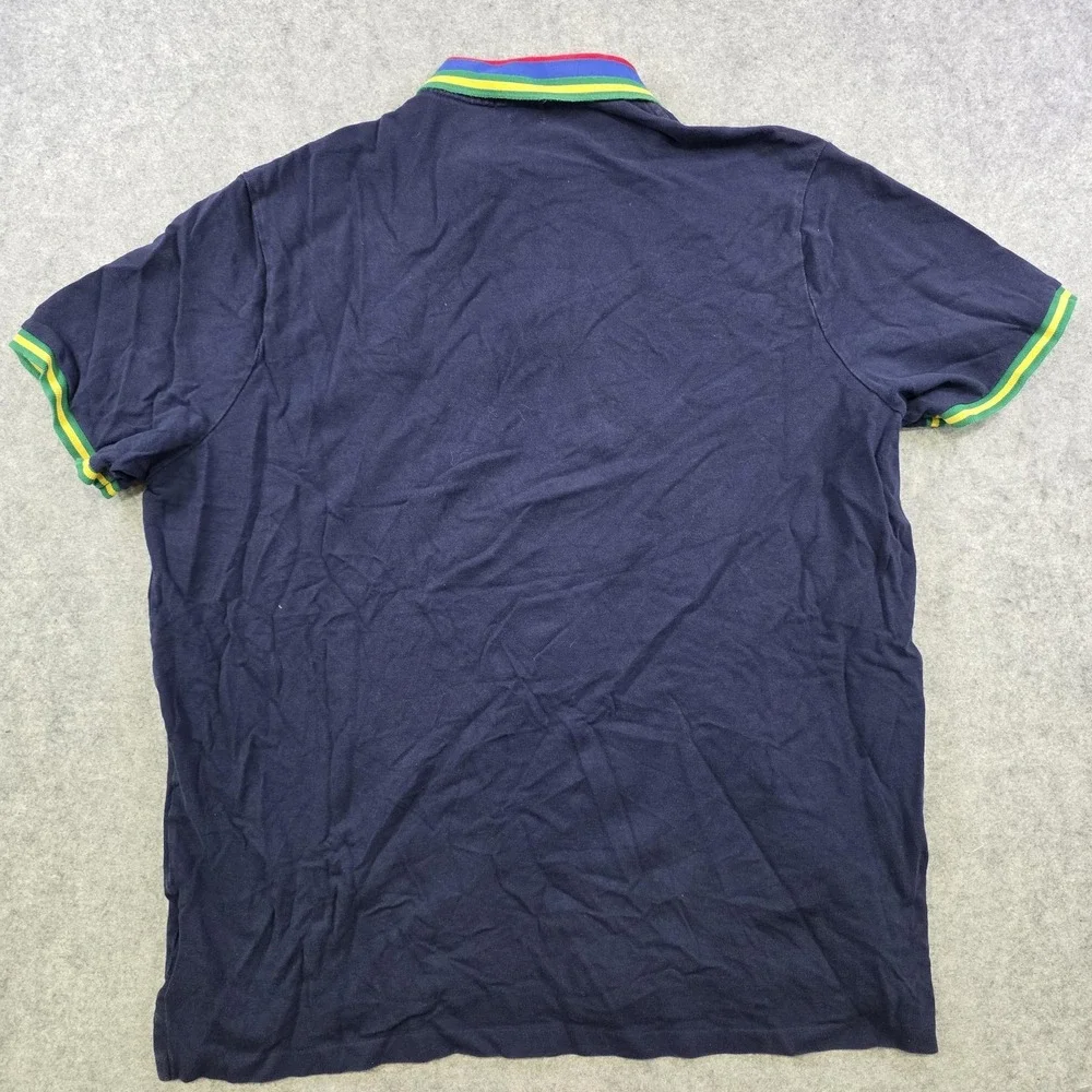 Polo By Ralph Lauren Hi Tech Polo Shirt Mens 2XL Blue Classic Fit Striped Collar
